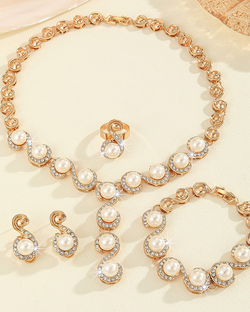 Imitation Pearl Necklace Earring Set