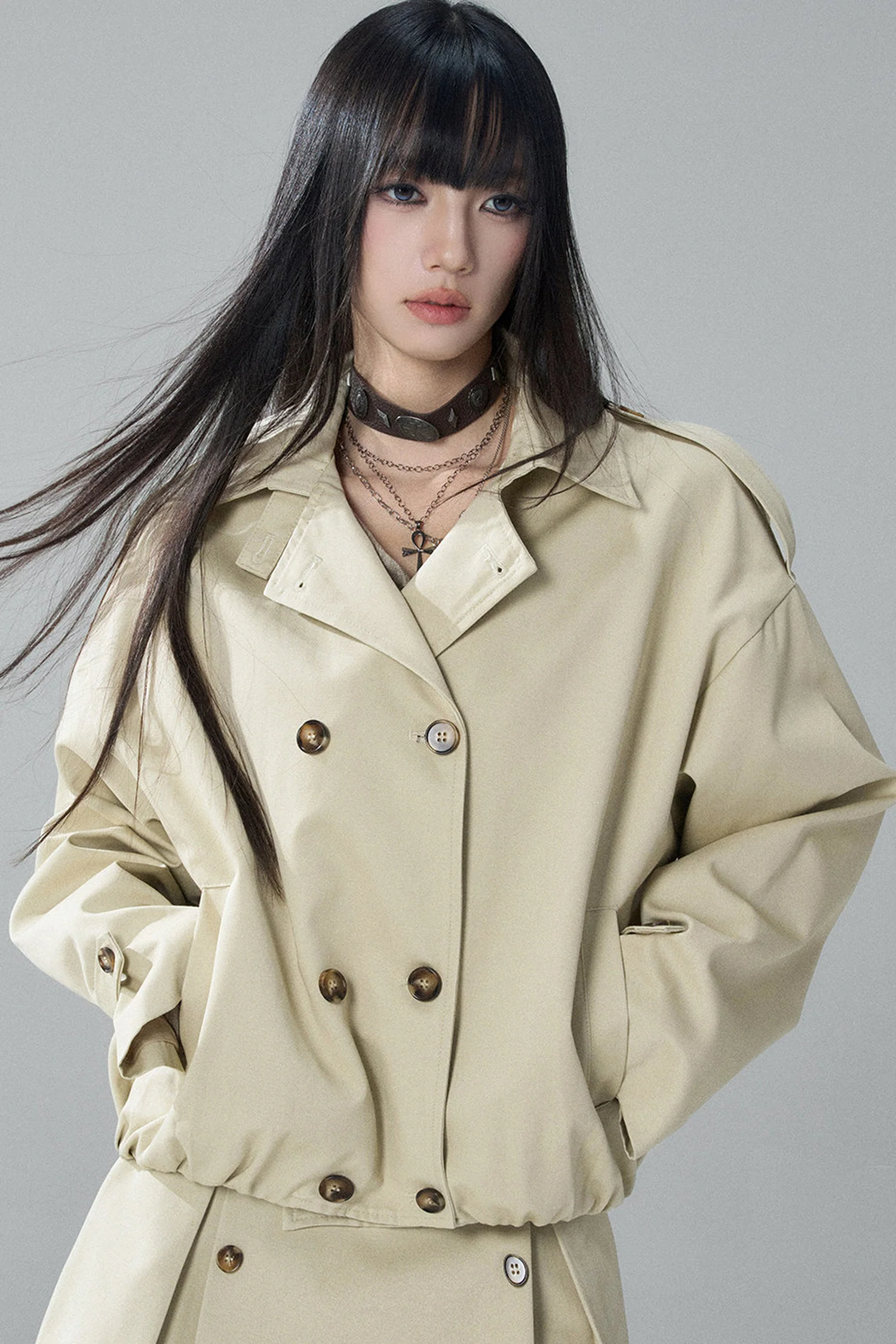 Double Breasted Jacket and Short Skirt Set-Up - gxfjsh