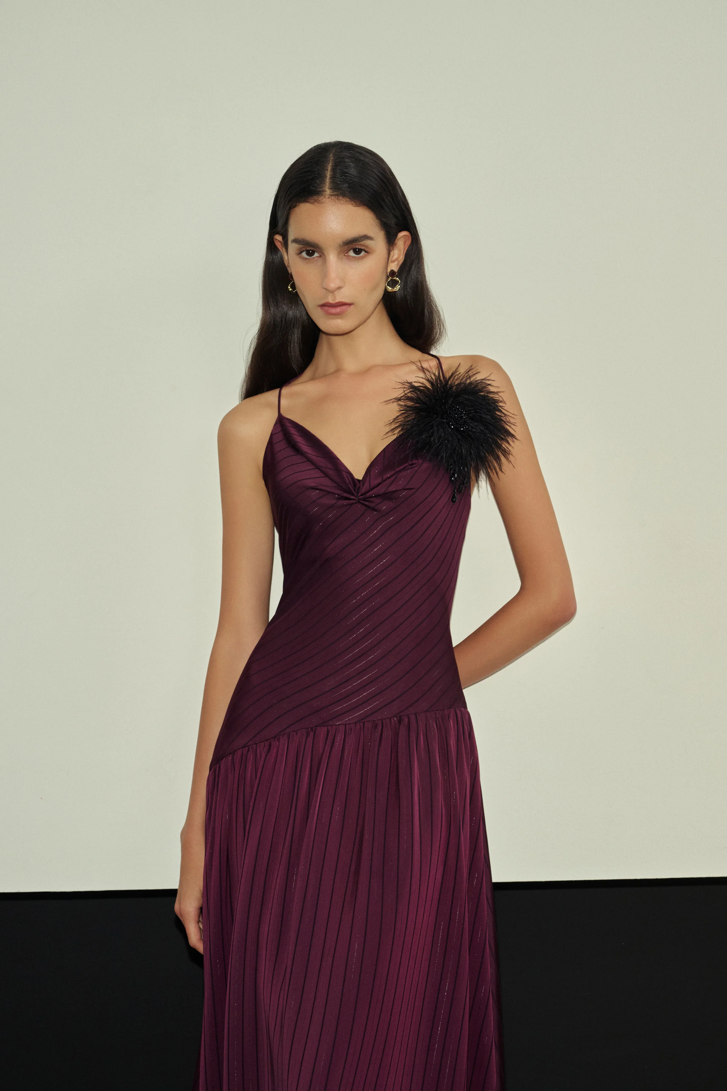 Pinstripe halter bubble-hem dress