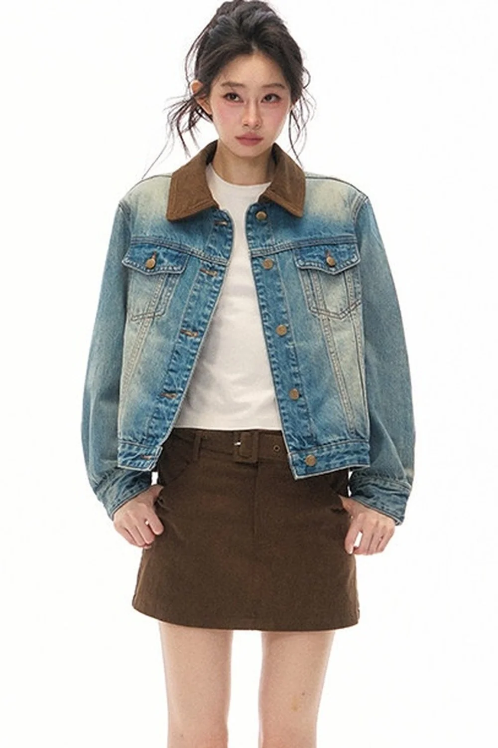 Blue Vintage Denim Jacket and Skirt Set-Up - gxfjsh