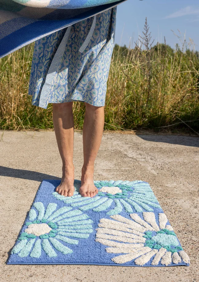 “Poppies” organic cotton bath mat