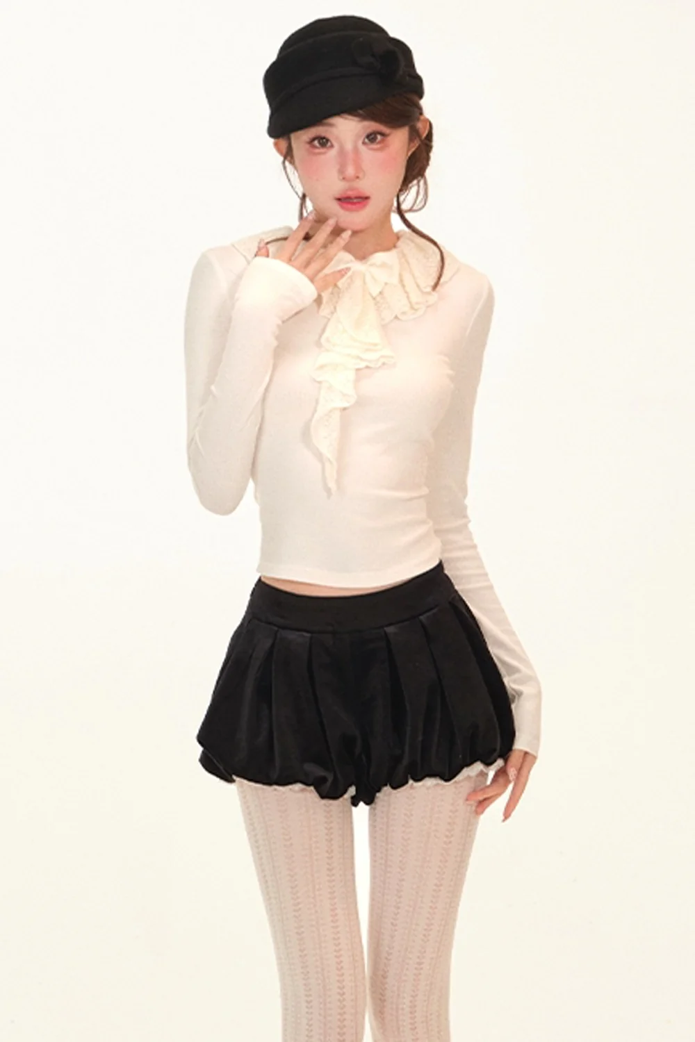 Autumn Lace Ruffle Coat Set-Up - gxfjsh