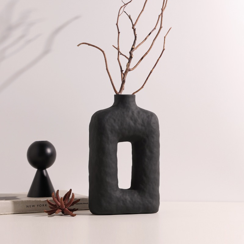 Black White Openwork Vase