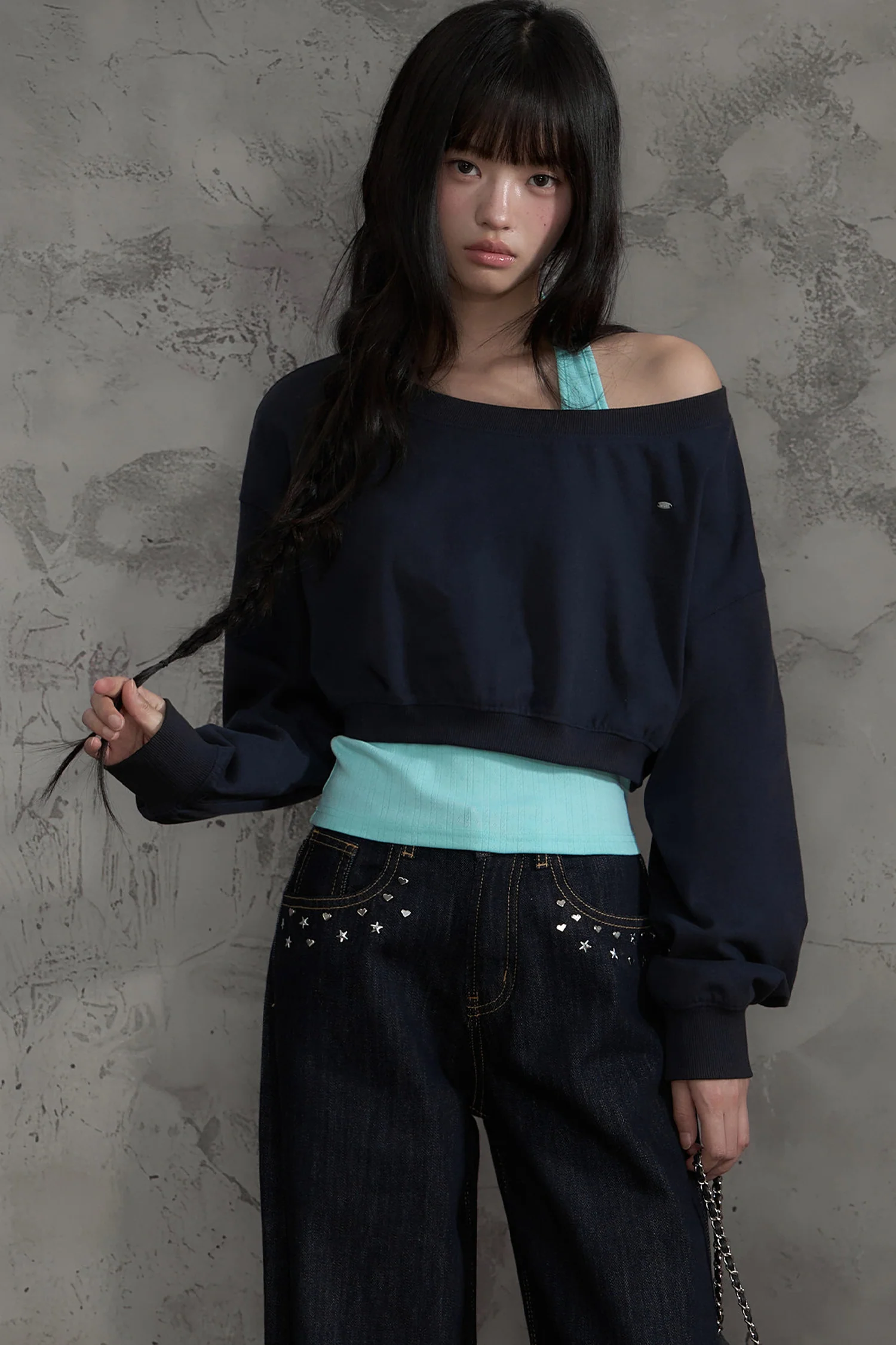 Off-Shoulder Halter Sweatshirt and Pants Set-Up - gxfjsh