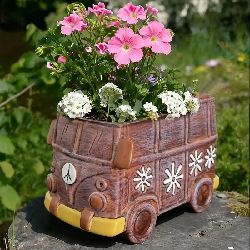 Bus Car Flowerpot Planter