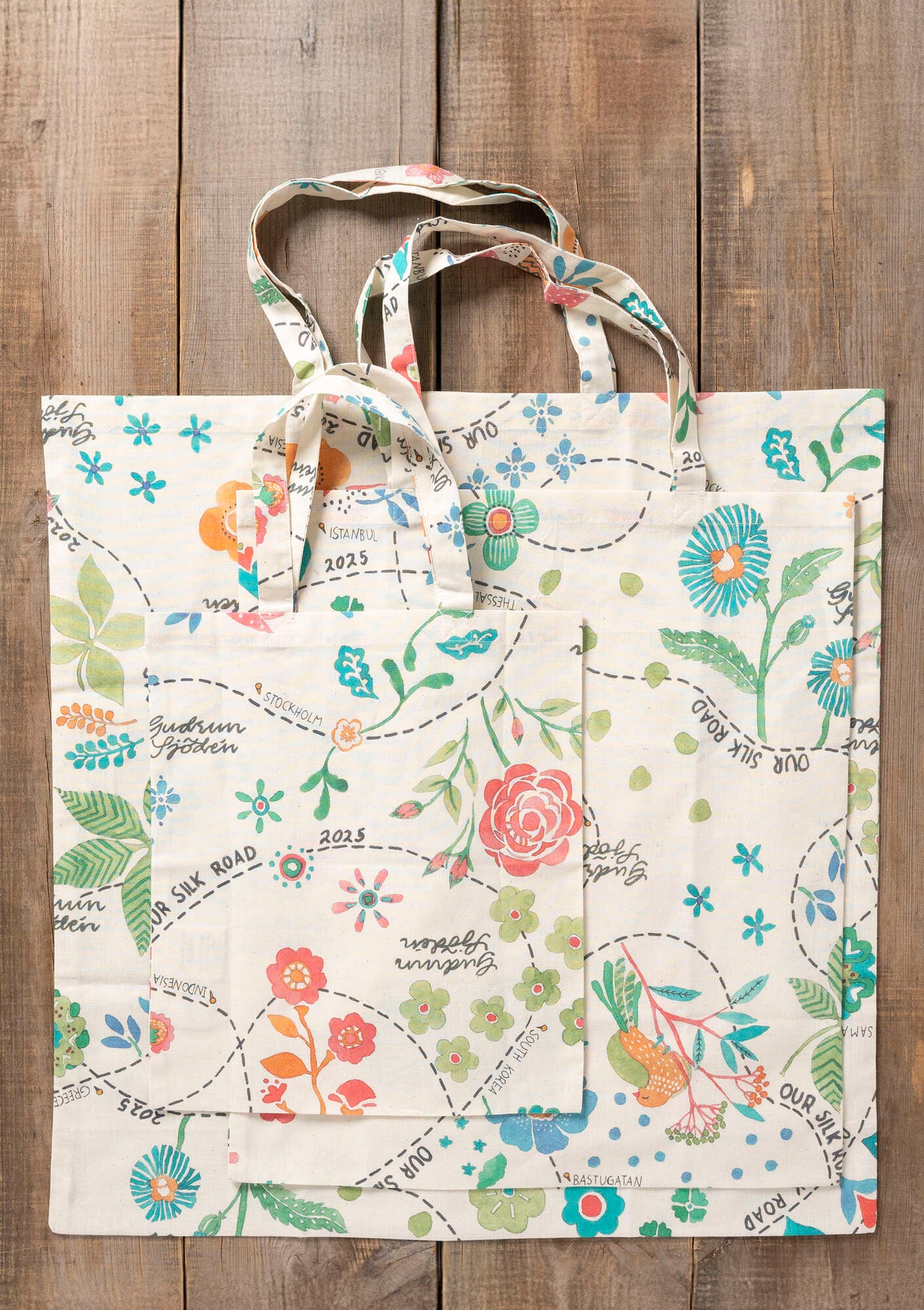 Organic cotton fabric tote bag L