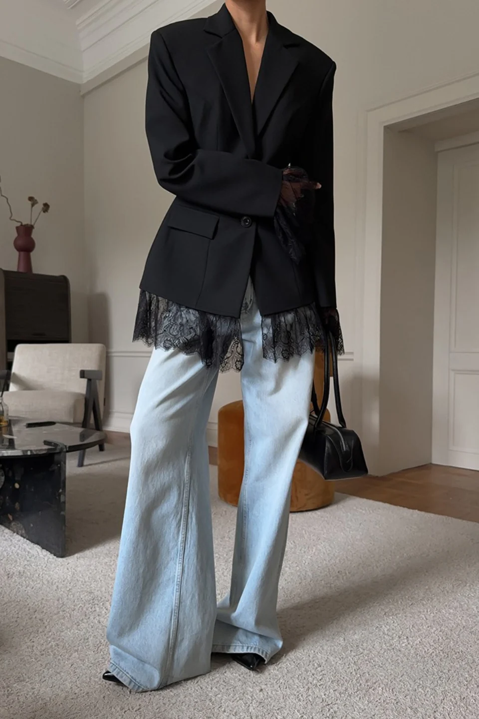 Versatile Lace Detail Tailored Blazer - malitai