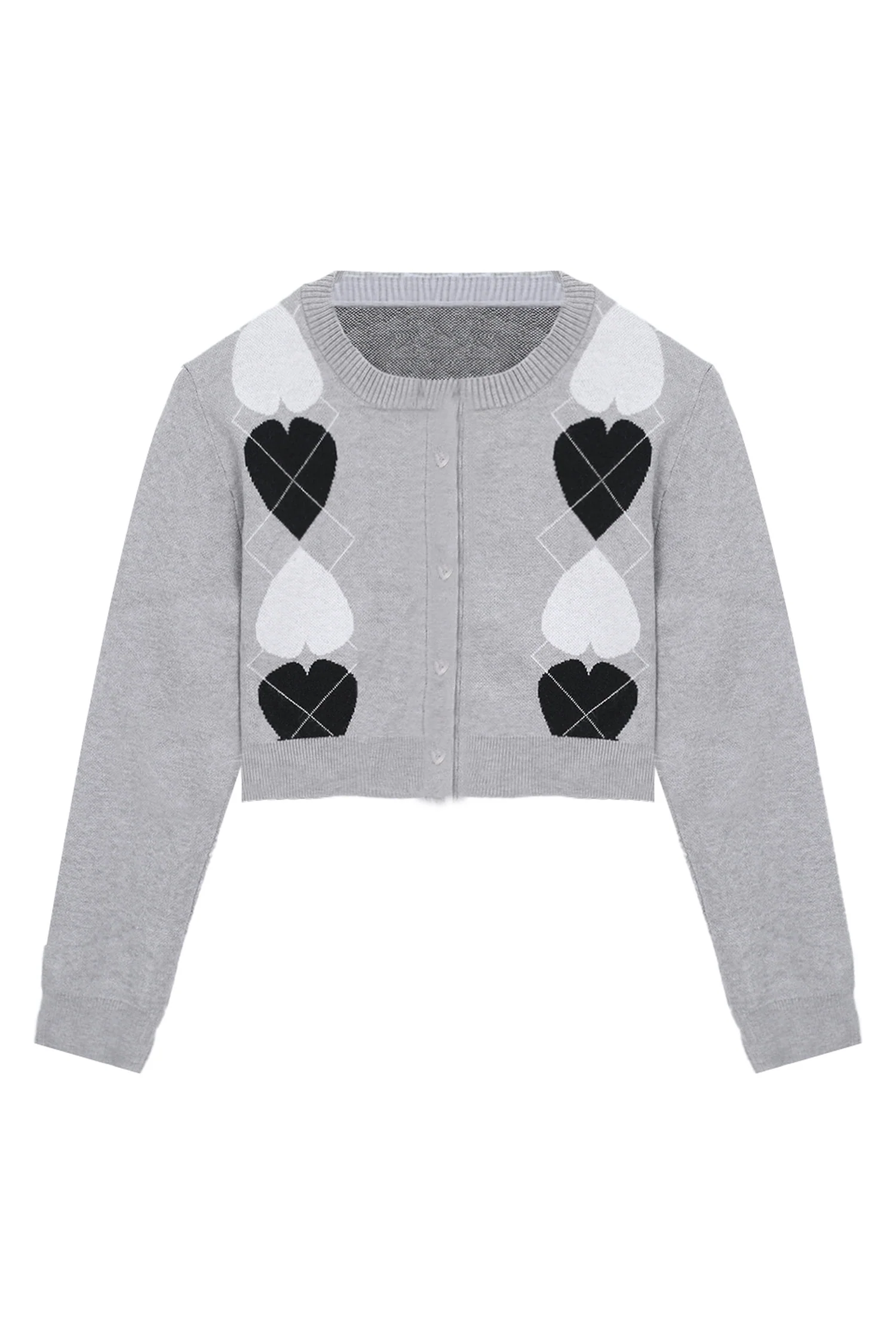 Heart Pattern Sweater Shorts Set With Embroidered Base Layer Top - gxfjsh