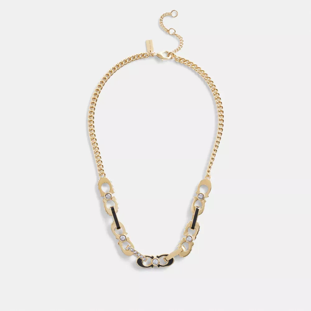 𝐂𝐎𝐀𝐂𝐇® Signature Link Enamel Pavé Necklace