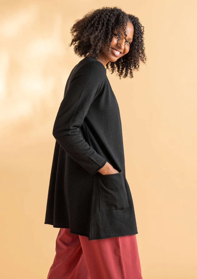 Longline organic wool cardigan