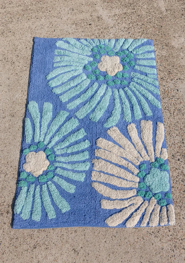 “Poppies” organic cotton bath mat
