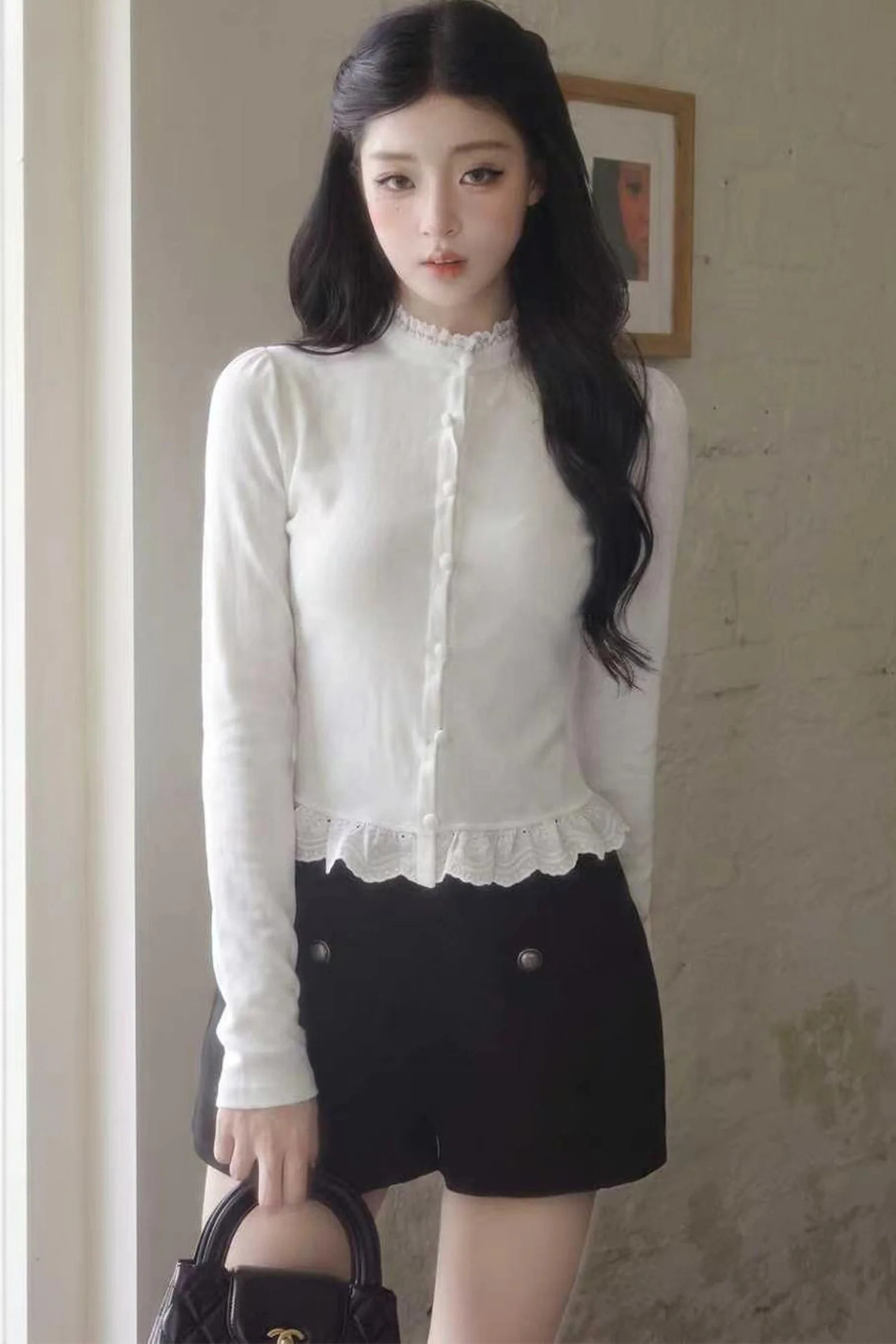 French Ruffled Collar Pankou Shirt - gxfjsh
