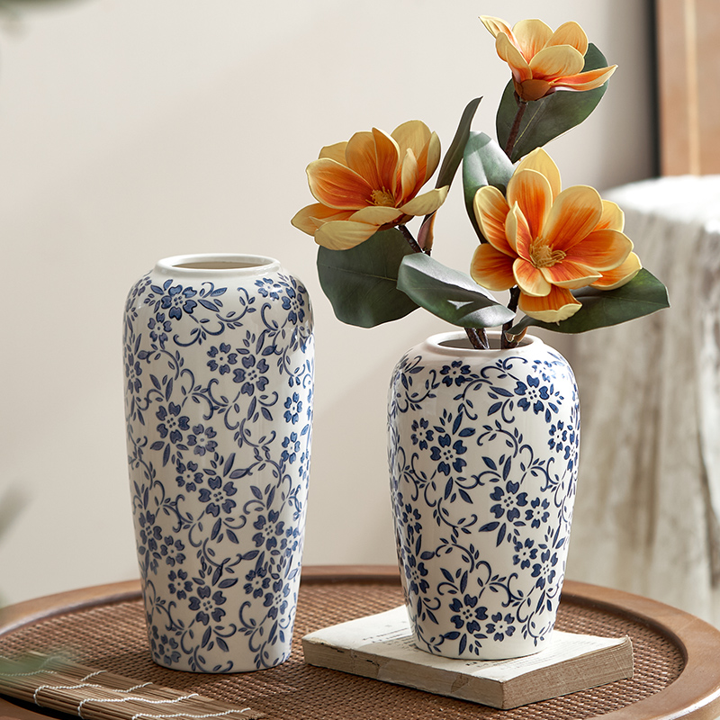 Blue White Porcelain Floral Vase