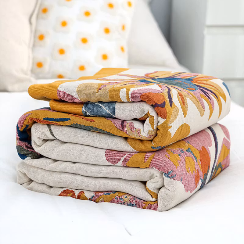 Butterfly Flower Print Cotton Reversible Quilt
