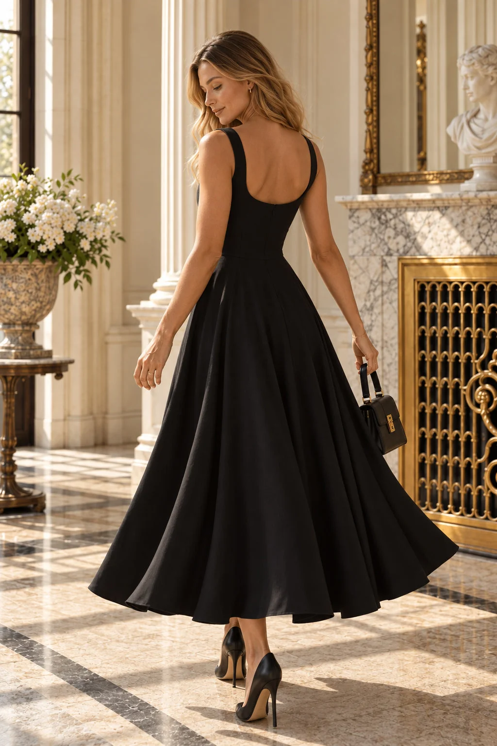 Minimalist Square Neck Slim A Line Slip Dress - malitai
