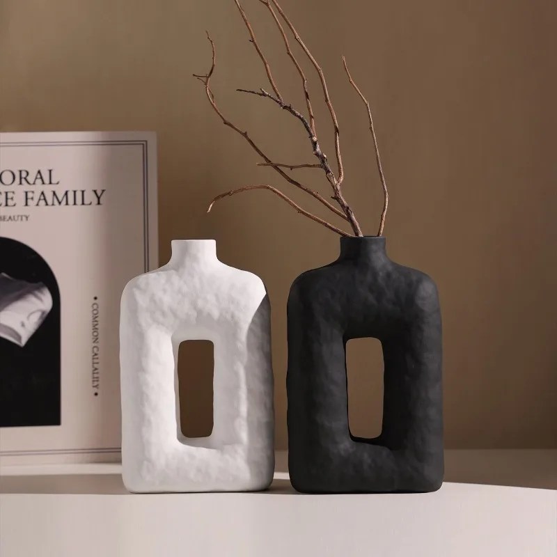 Black White Openwork Vase