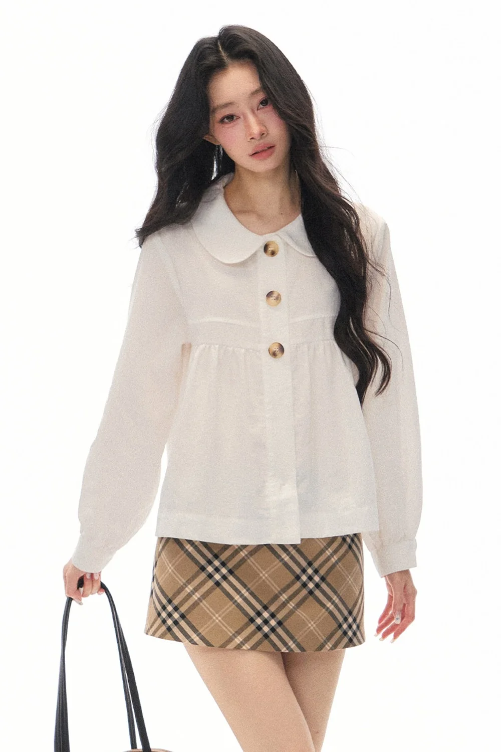 Long Sleeve White Shirt Skirt Set-Up - gxfjsh
