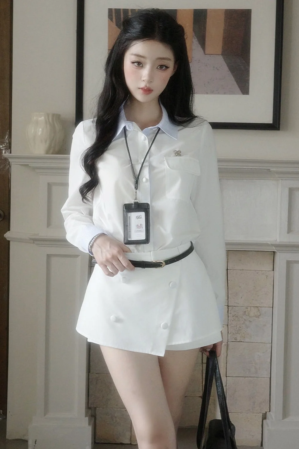 Elegant Shirt and Skirt Two-Piece Set-Up - gxfjsh