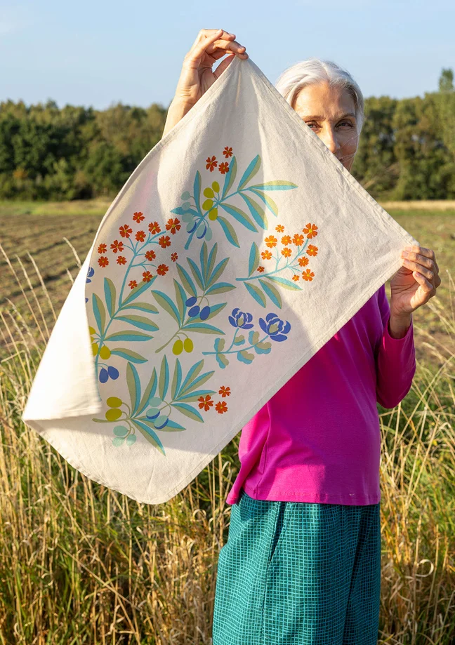 “Olives” organic cotton tea towel