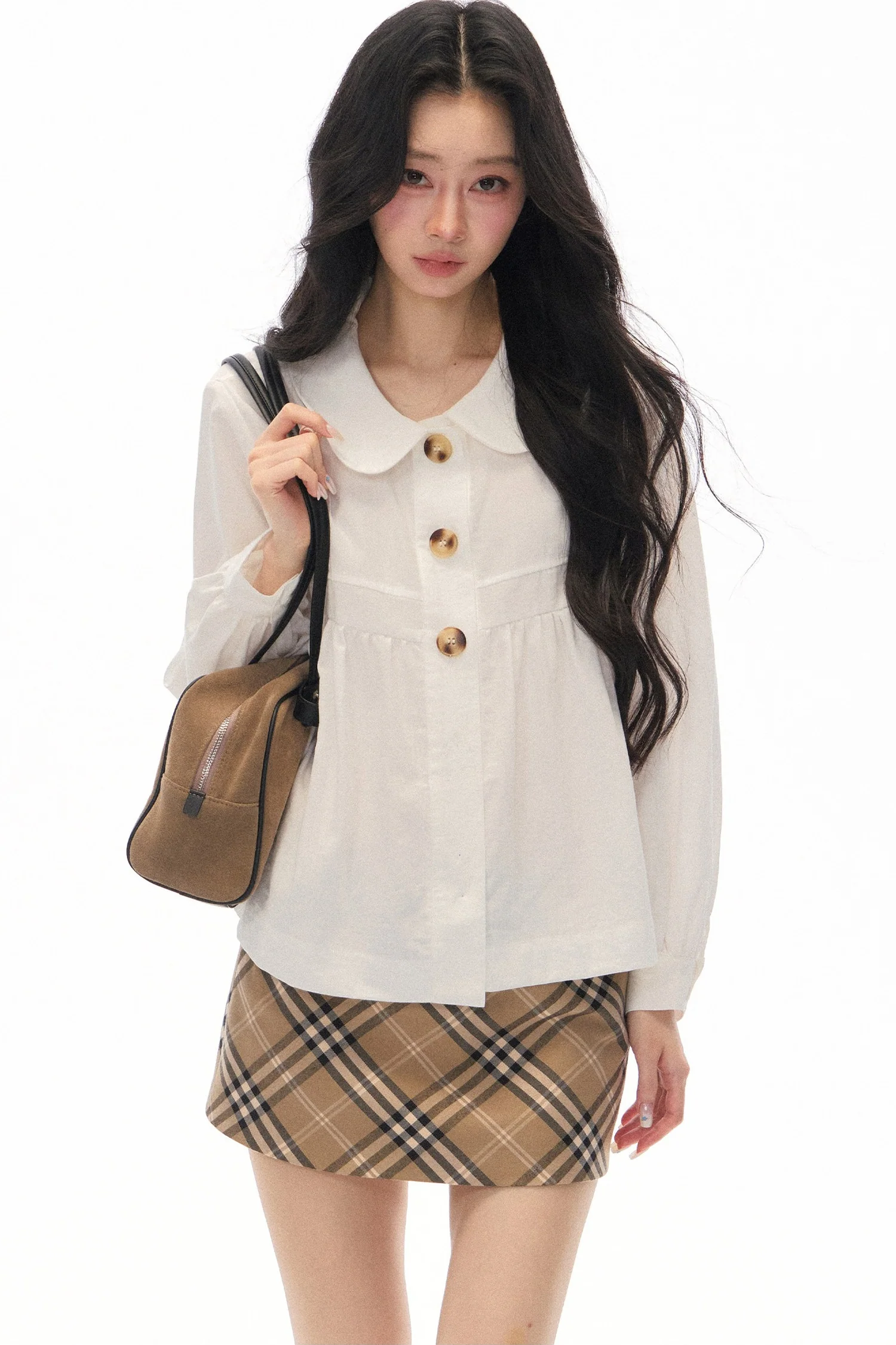 Long Sleeve White Shirt Skirt Set-Up - gxfjsh