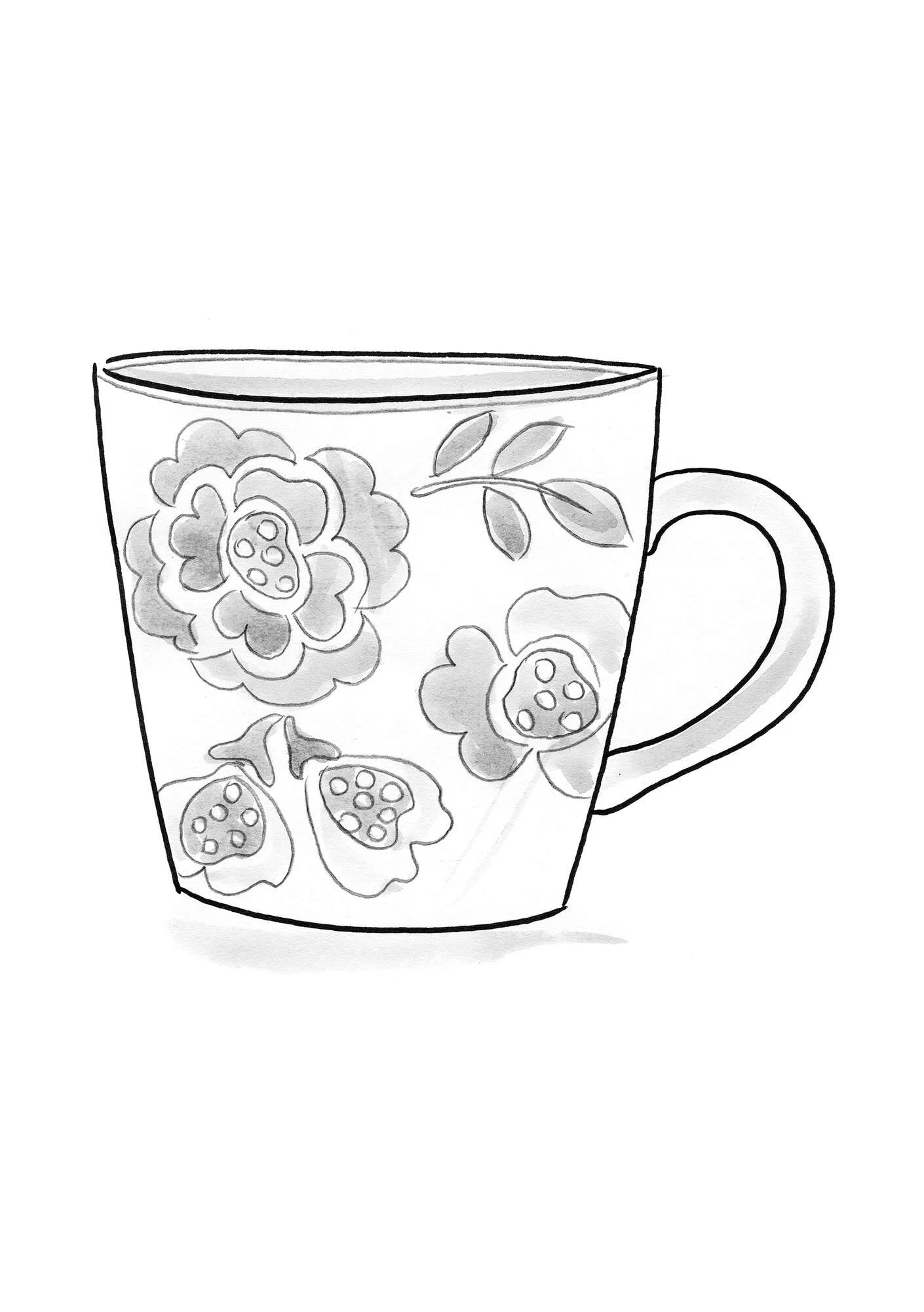 “Wild rose” ceramic tea mug