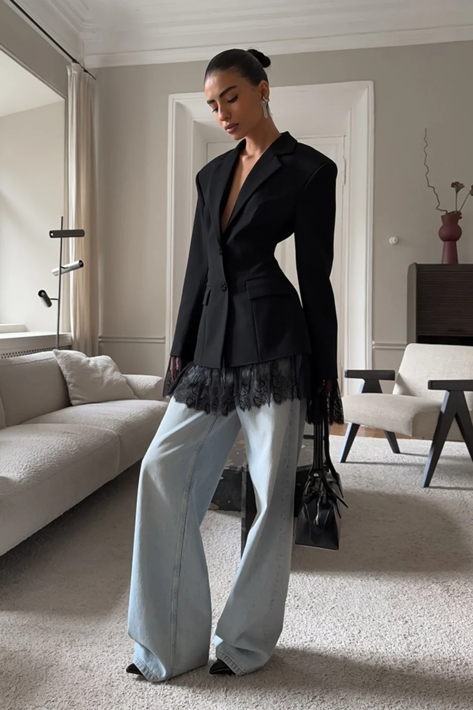 Versatile Lace Detail Tailored Blazer - malitai