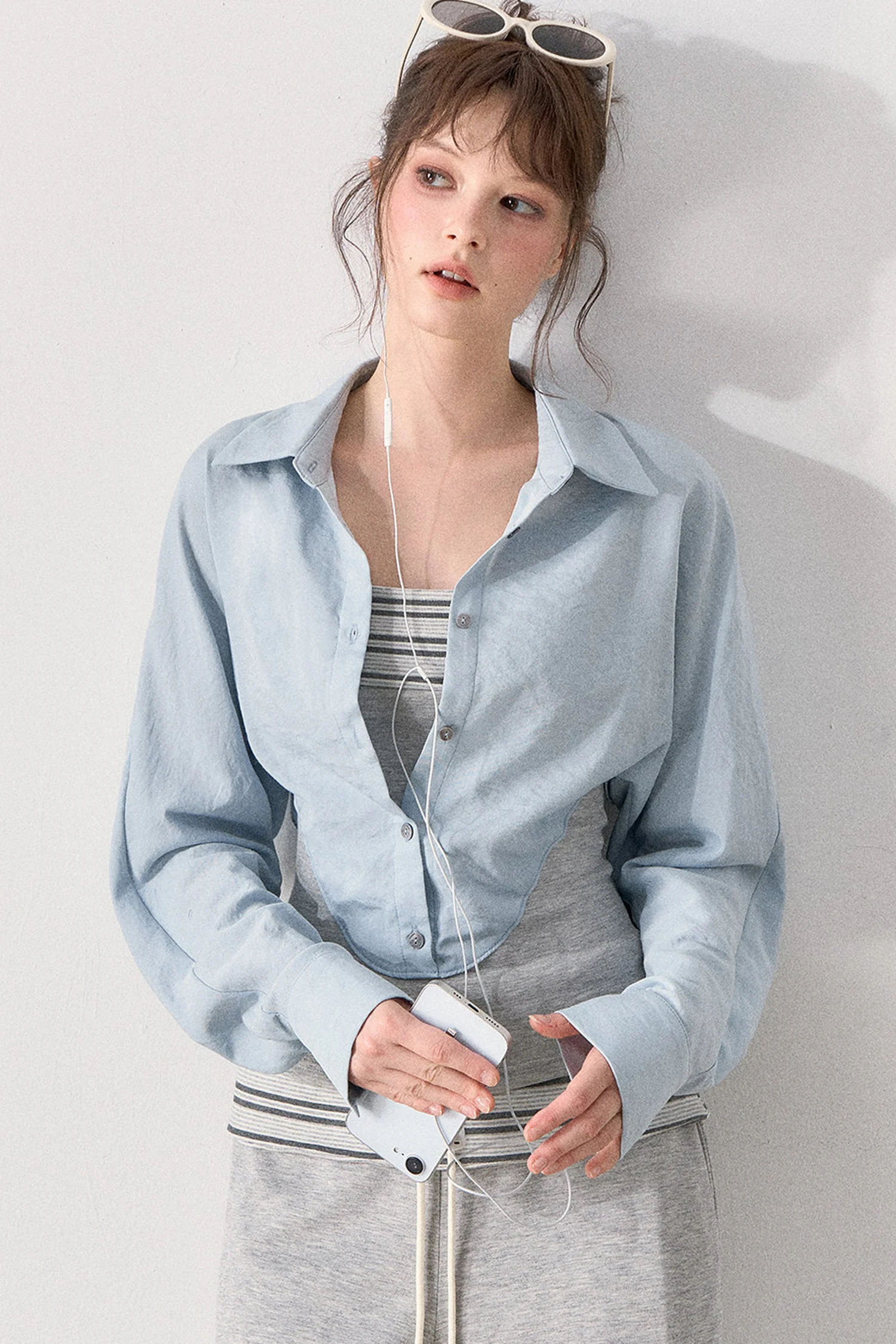Relaxed Knit Wide Leg Pants and Shirt Set - gxfjsh