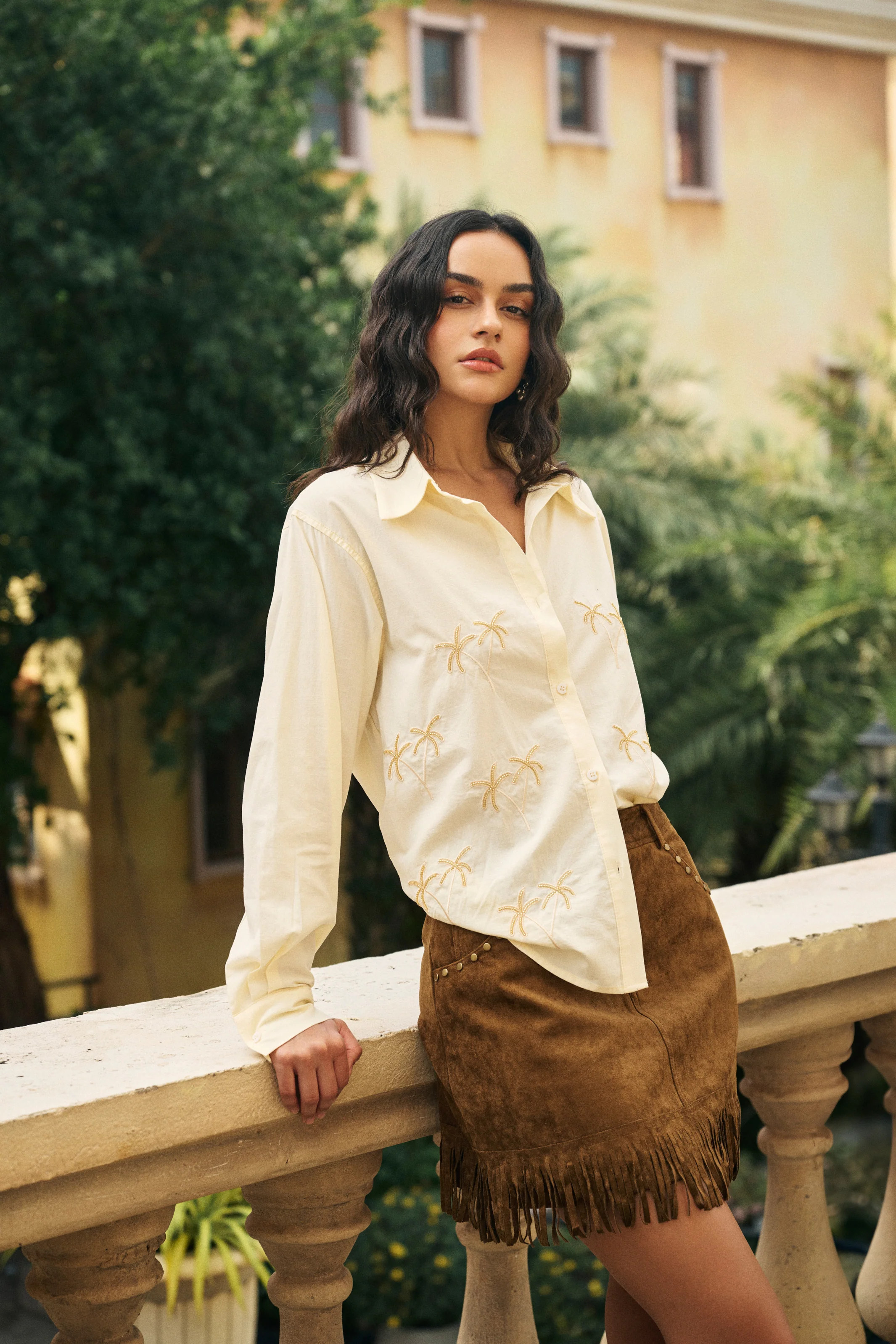 Palm embroidered shirt