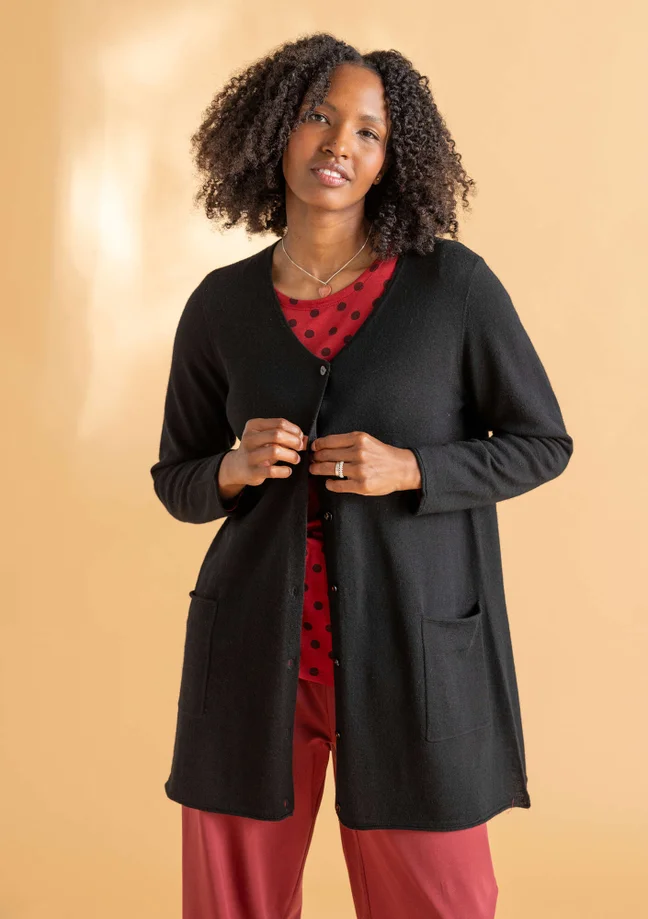 Longline organic wool cardigan
