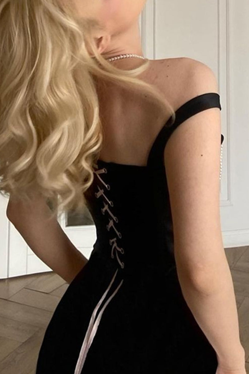Sexy Cross Straps Pearls Decor Square Neck Tops