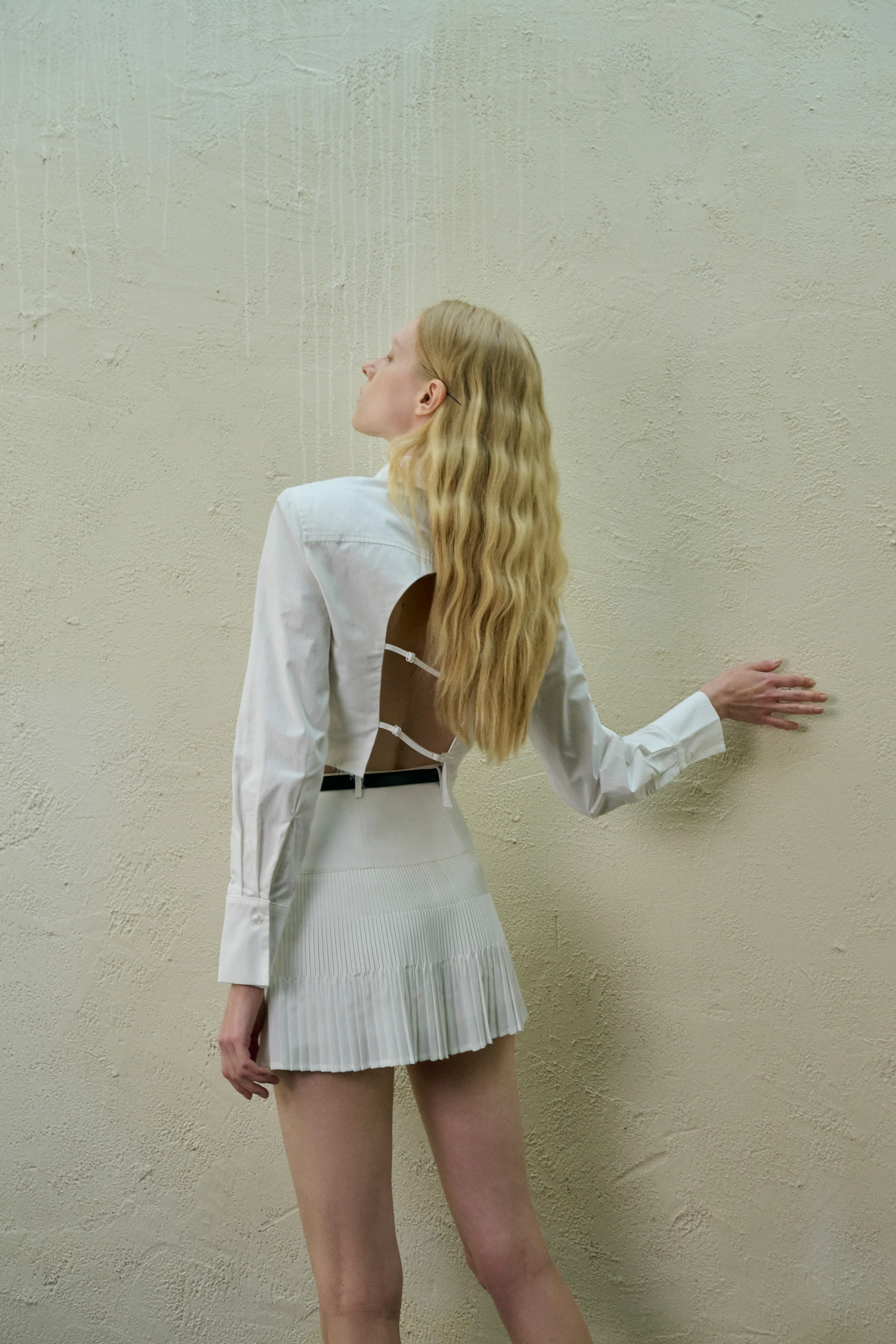 Open back shirt & skirt