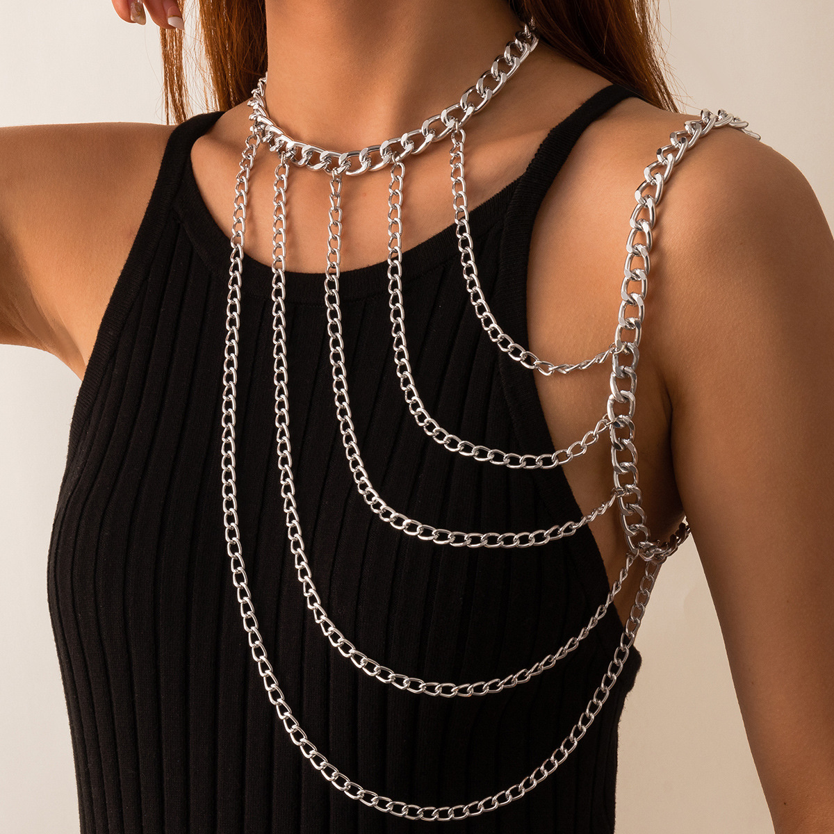 U-shaped Tassel One-shoulder Body Chain