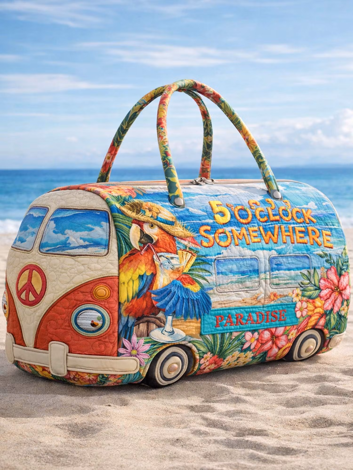 Beachside Van It'S 5 O'Clock Somewhere Quilted Duffle Bag