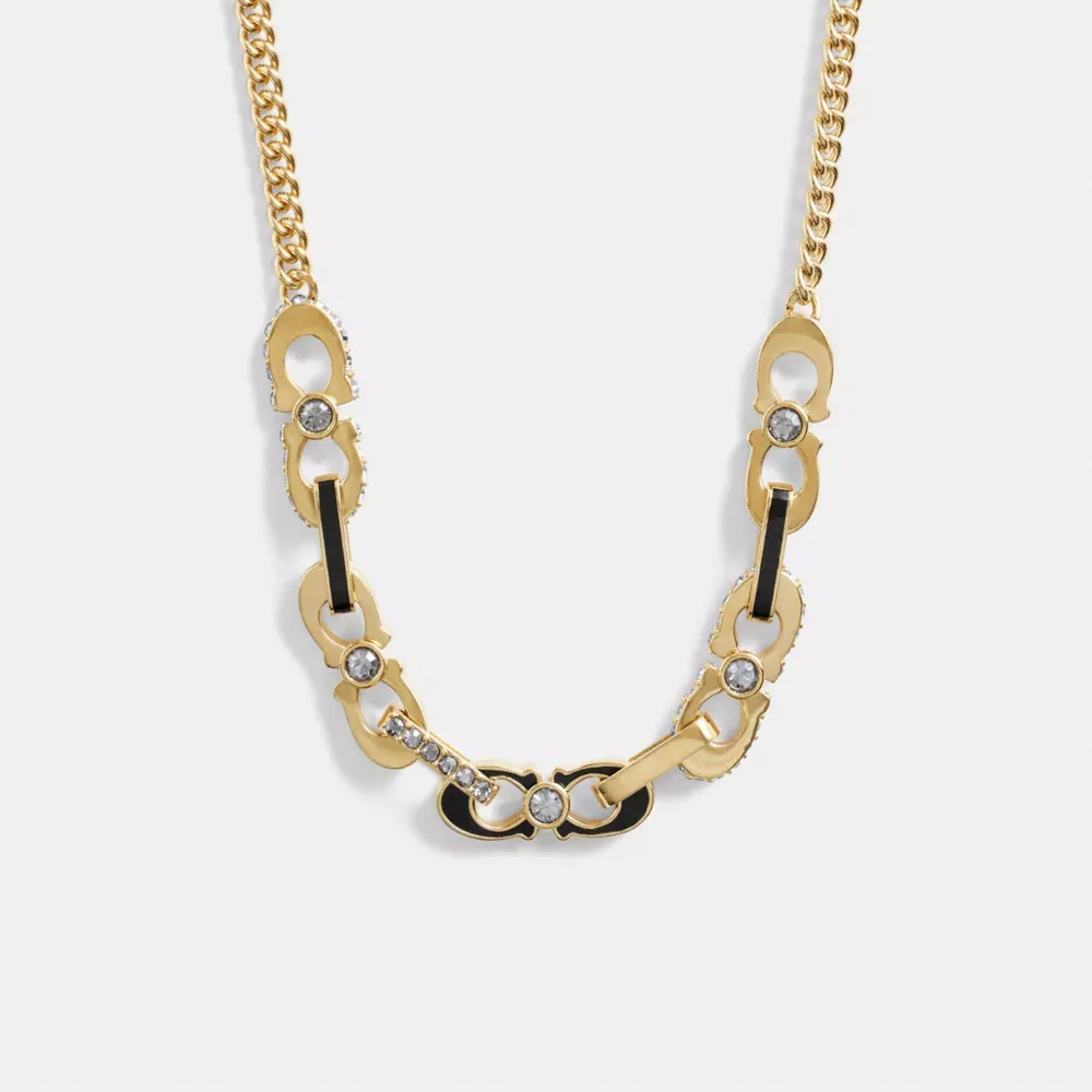 𝐂𝐎𝐀𝐂𝐇® Signature Link Enamel Pavé Necklace