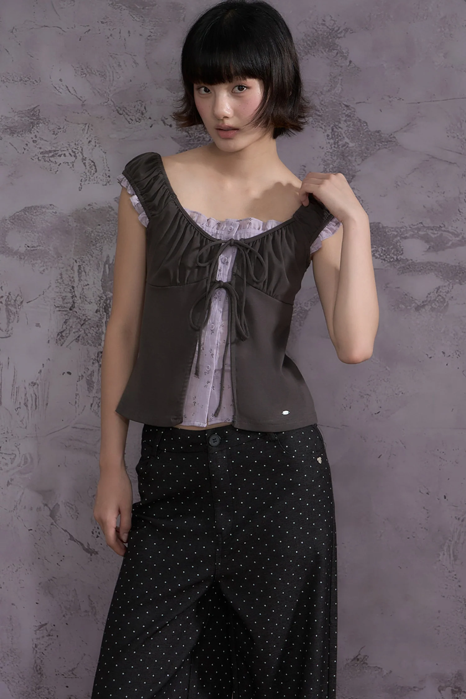 Ruffled Floral Patchwork Top Set-Up - gxfjsh