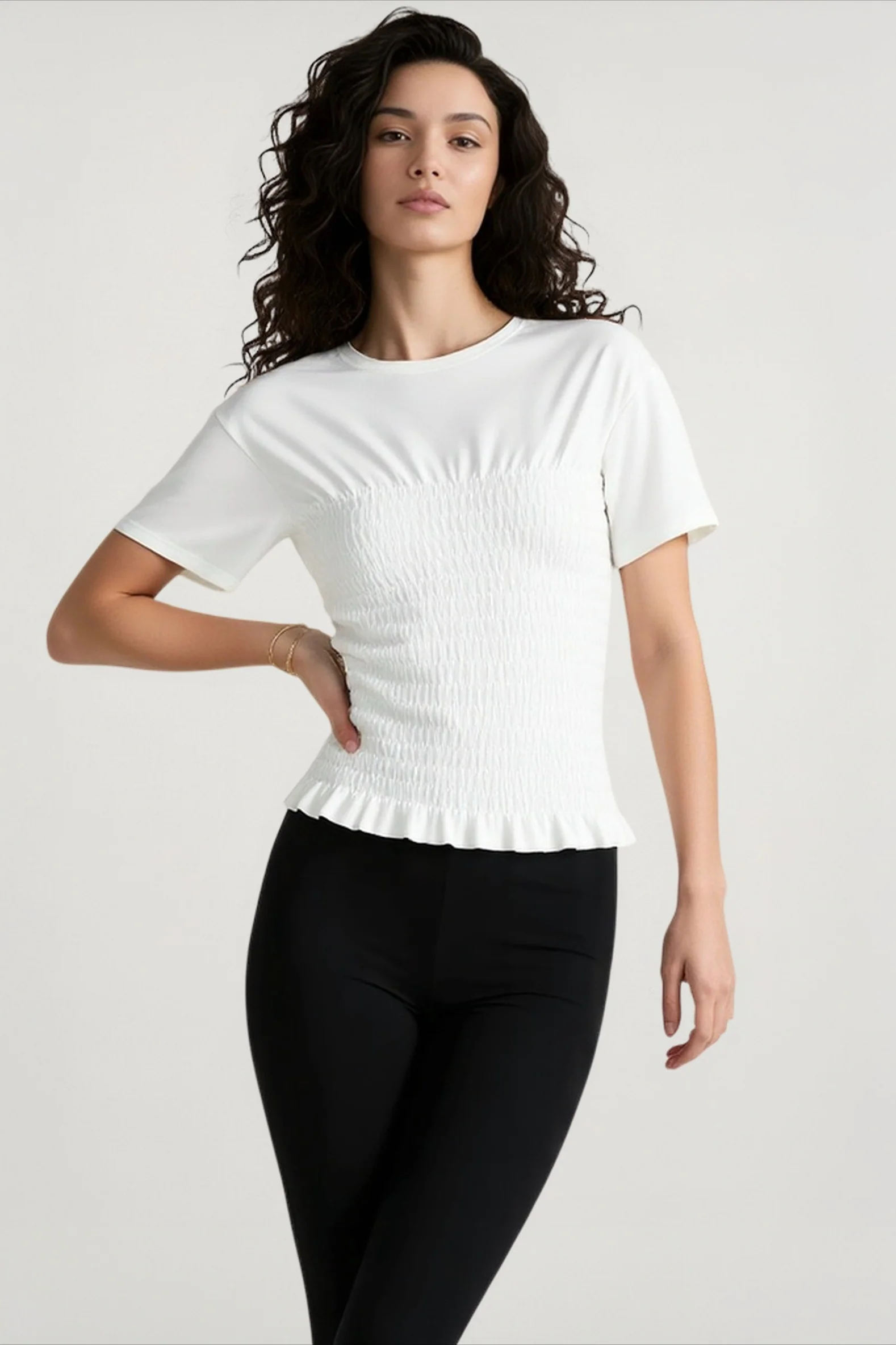 Ruched Waist Puff Hem T-shirts - malitai