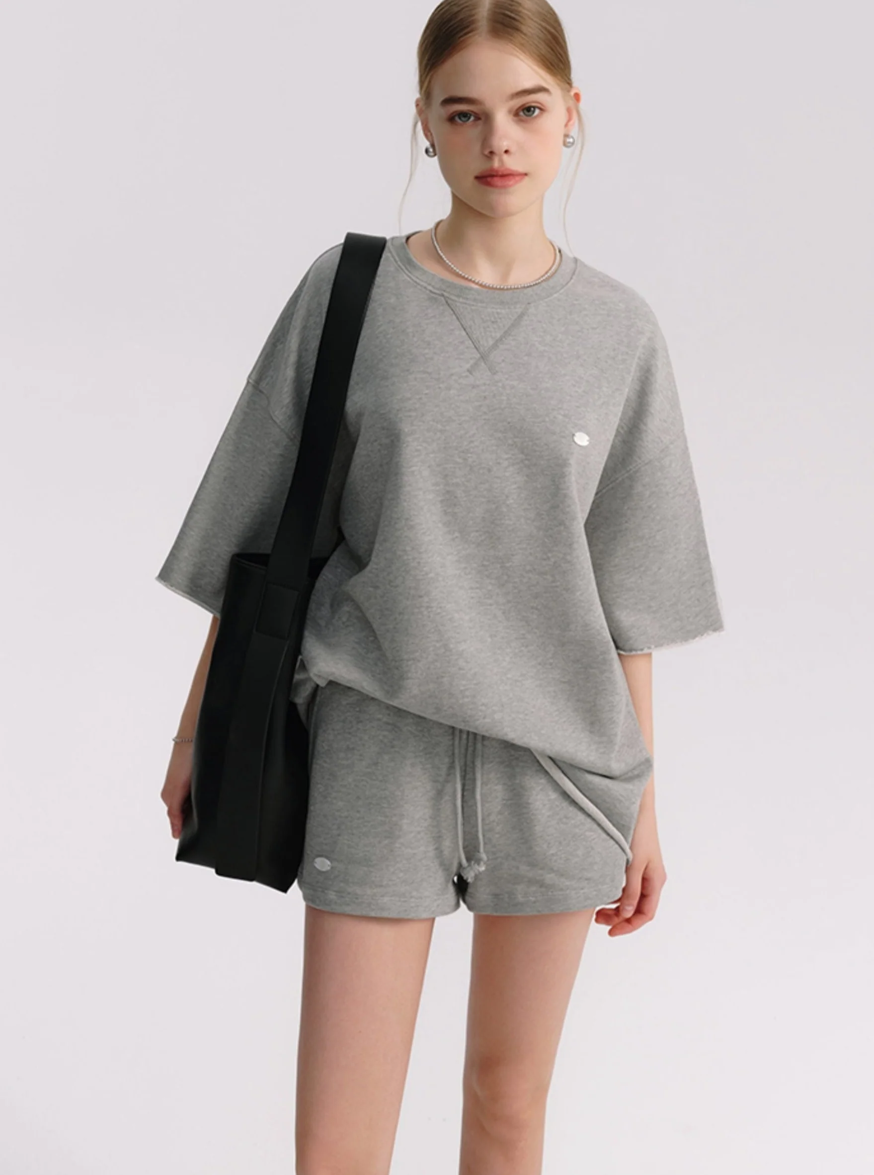 Grey Cotton Short Sleeve Set-Up