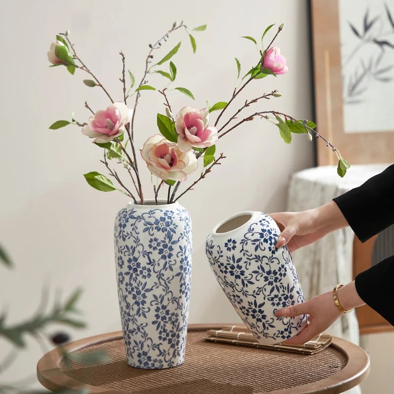 Blue White Porcelain Floral Vase