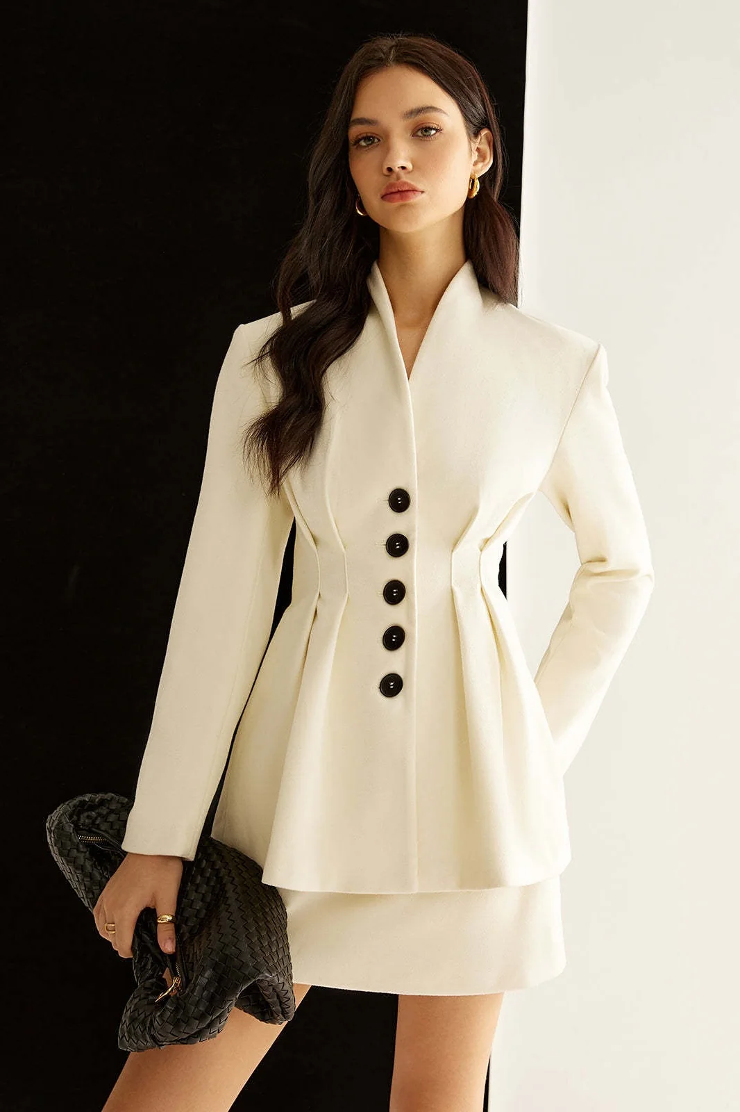 Tailored Ruched Waist Blazer - malitai