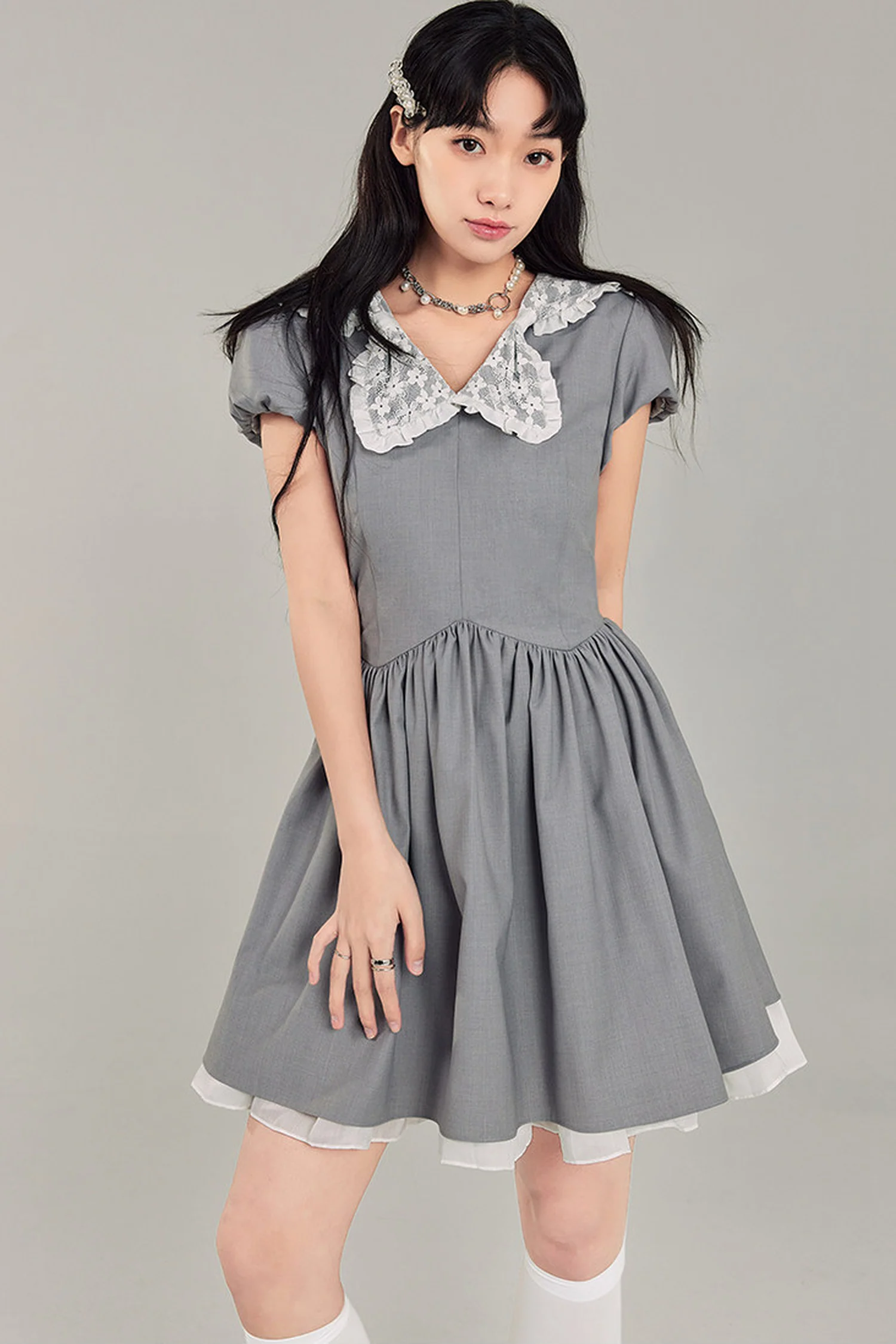 Bowknot Doll Collar Dress - gxfjsh