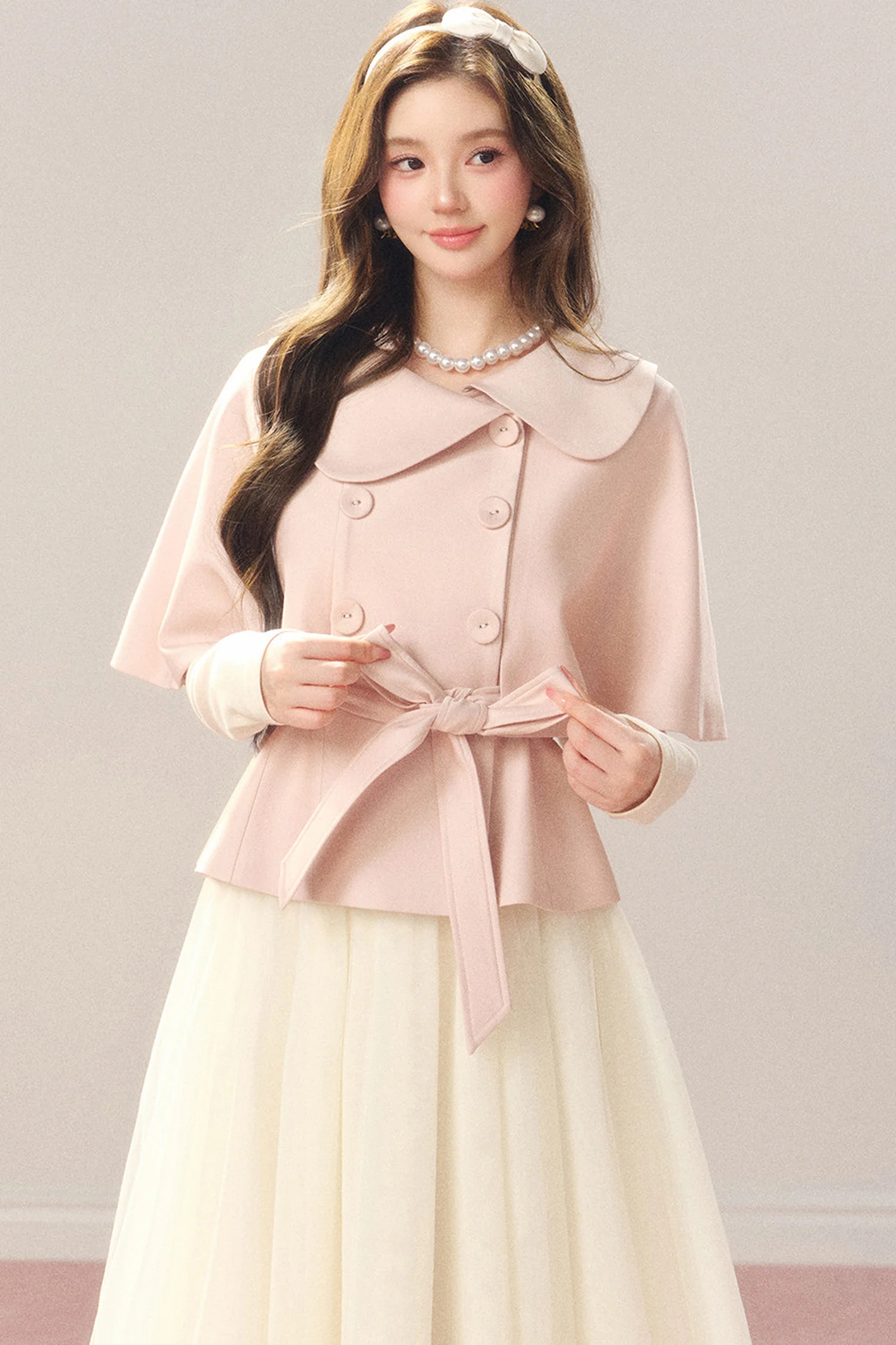 Two-Tone Drape Trench Cape - gxfjsh