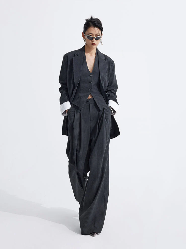 Striped Suit Wide Leg Pants