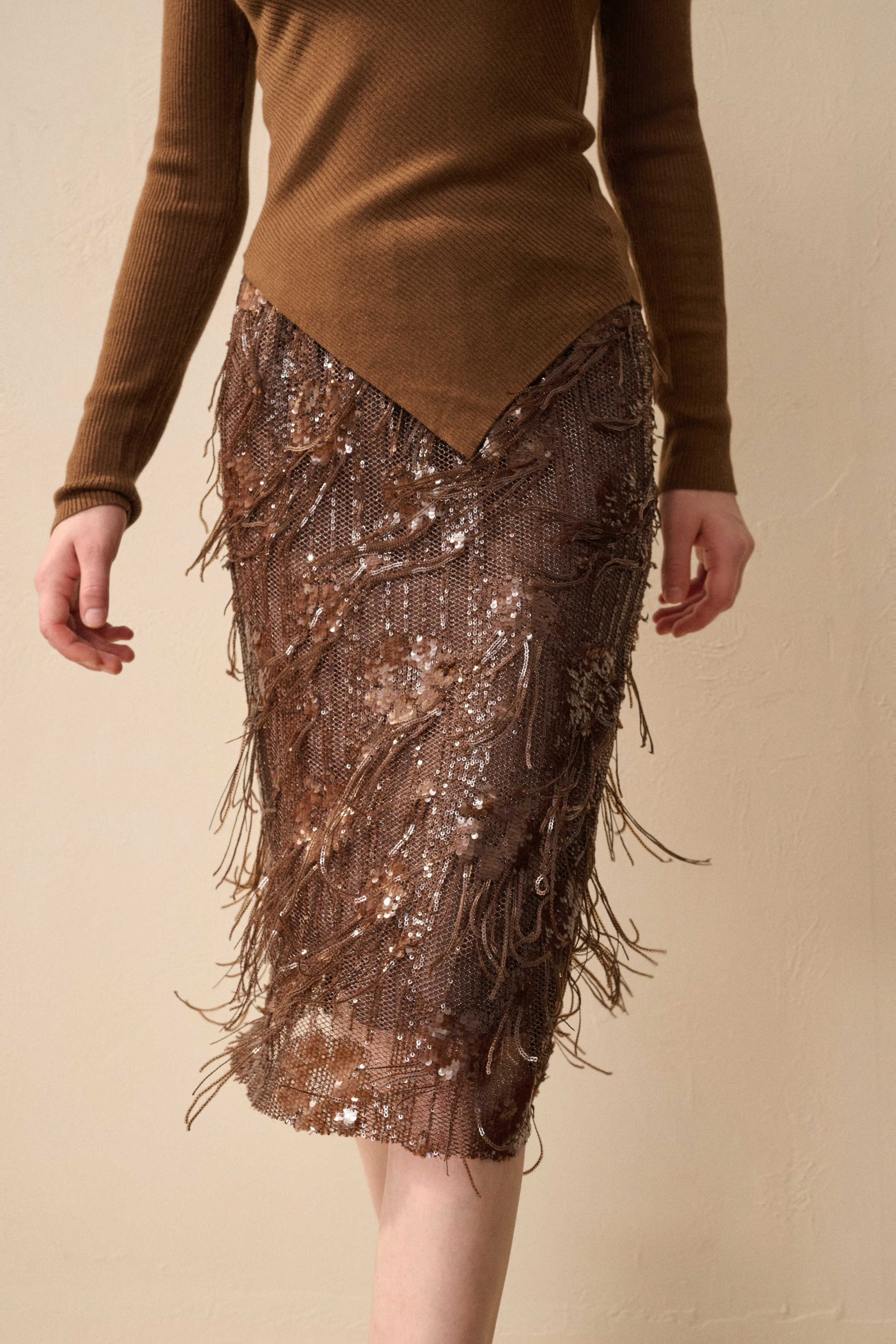 Sequin fringed skirt