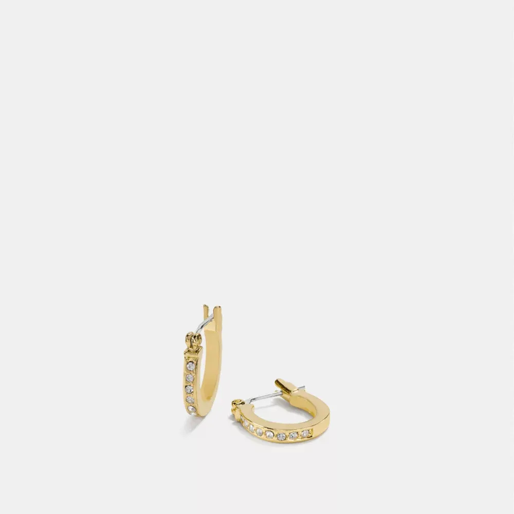 𝐂𝐎𝐀𝐂𝐇® Pave Signature Huggie Earrings