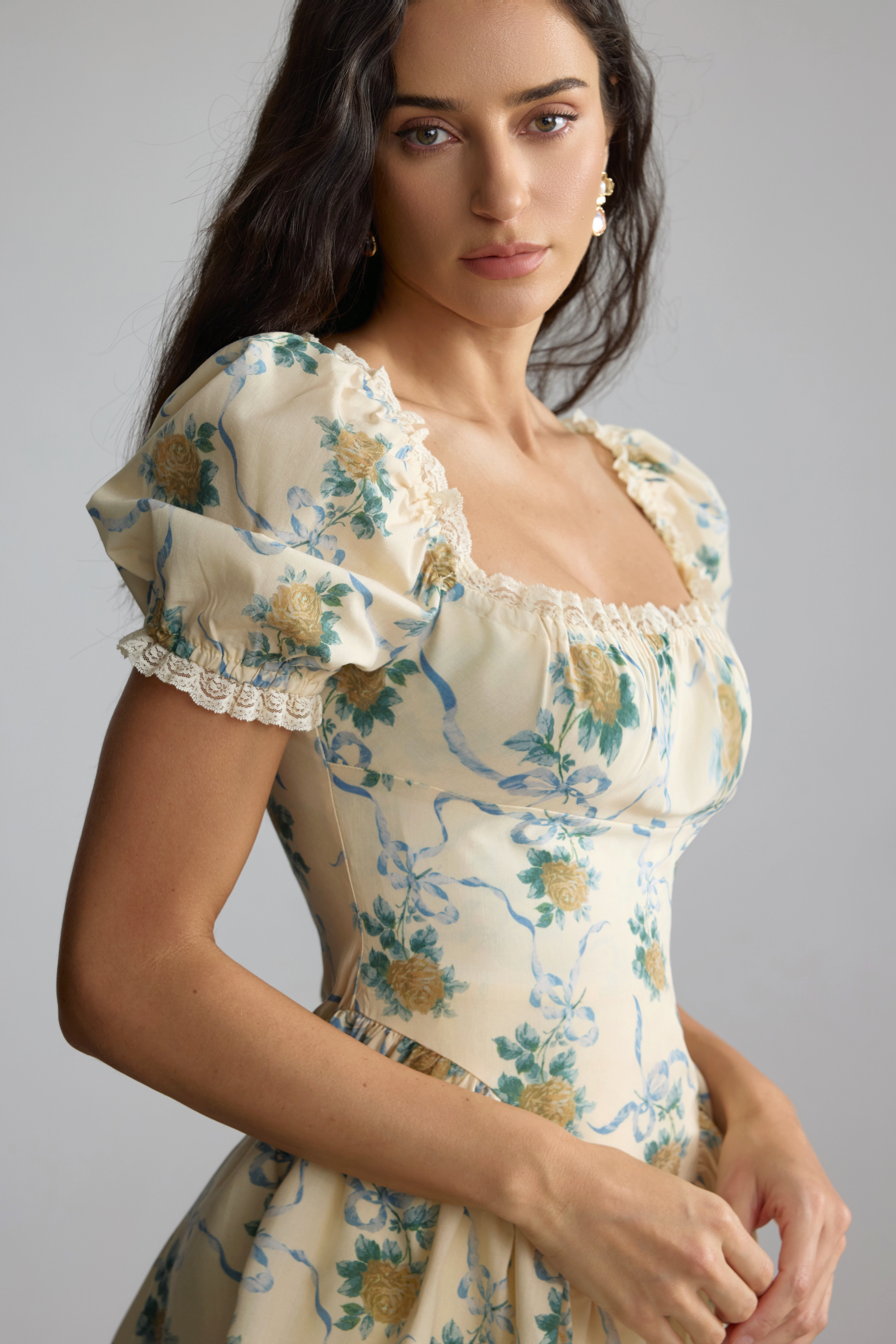 Floral Print Square Neck Mini Dress