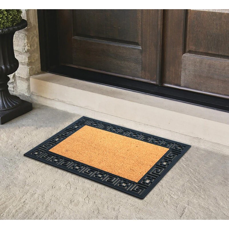 Rubber Coir Greek Key Border Tray Mat ,Outdoor Doormat 24