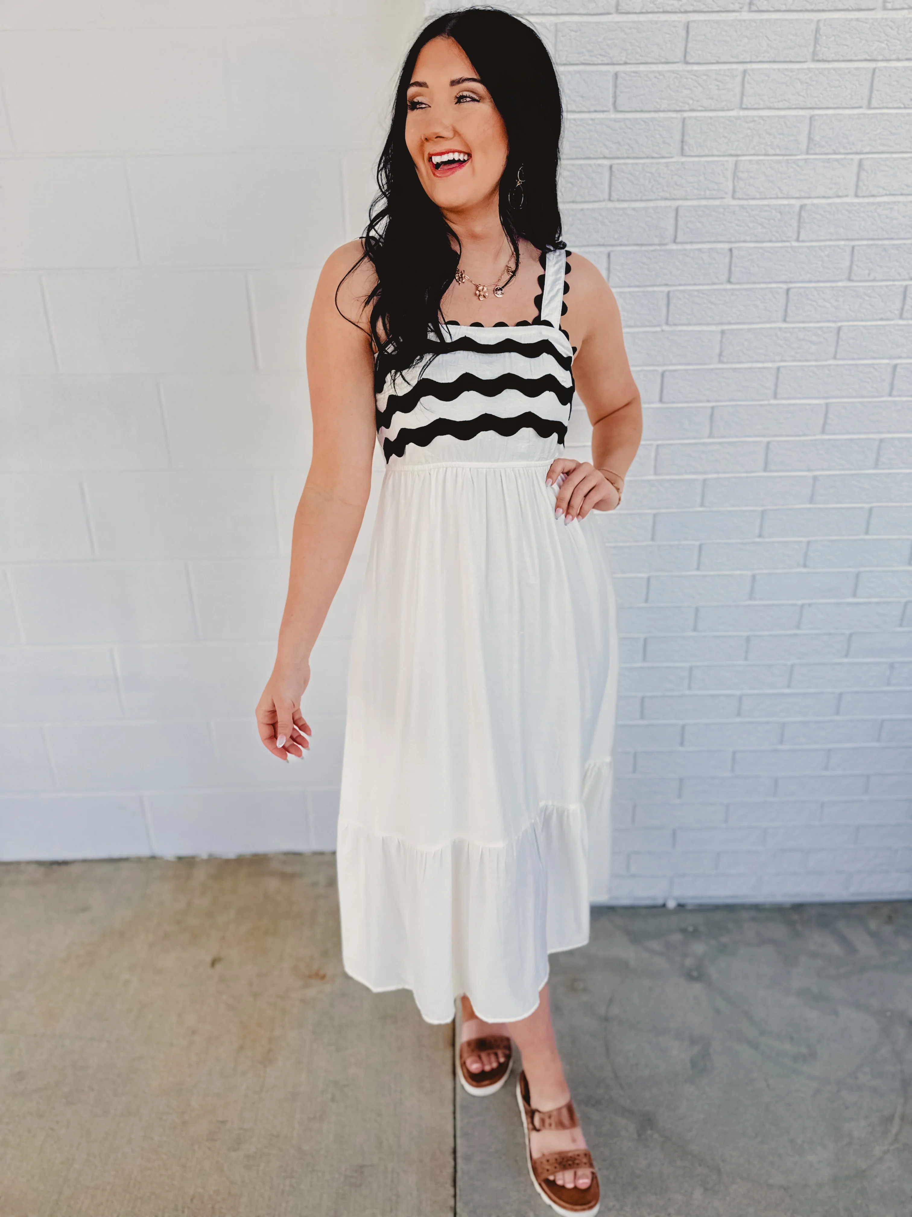 Detailed Midi Dress - Cream