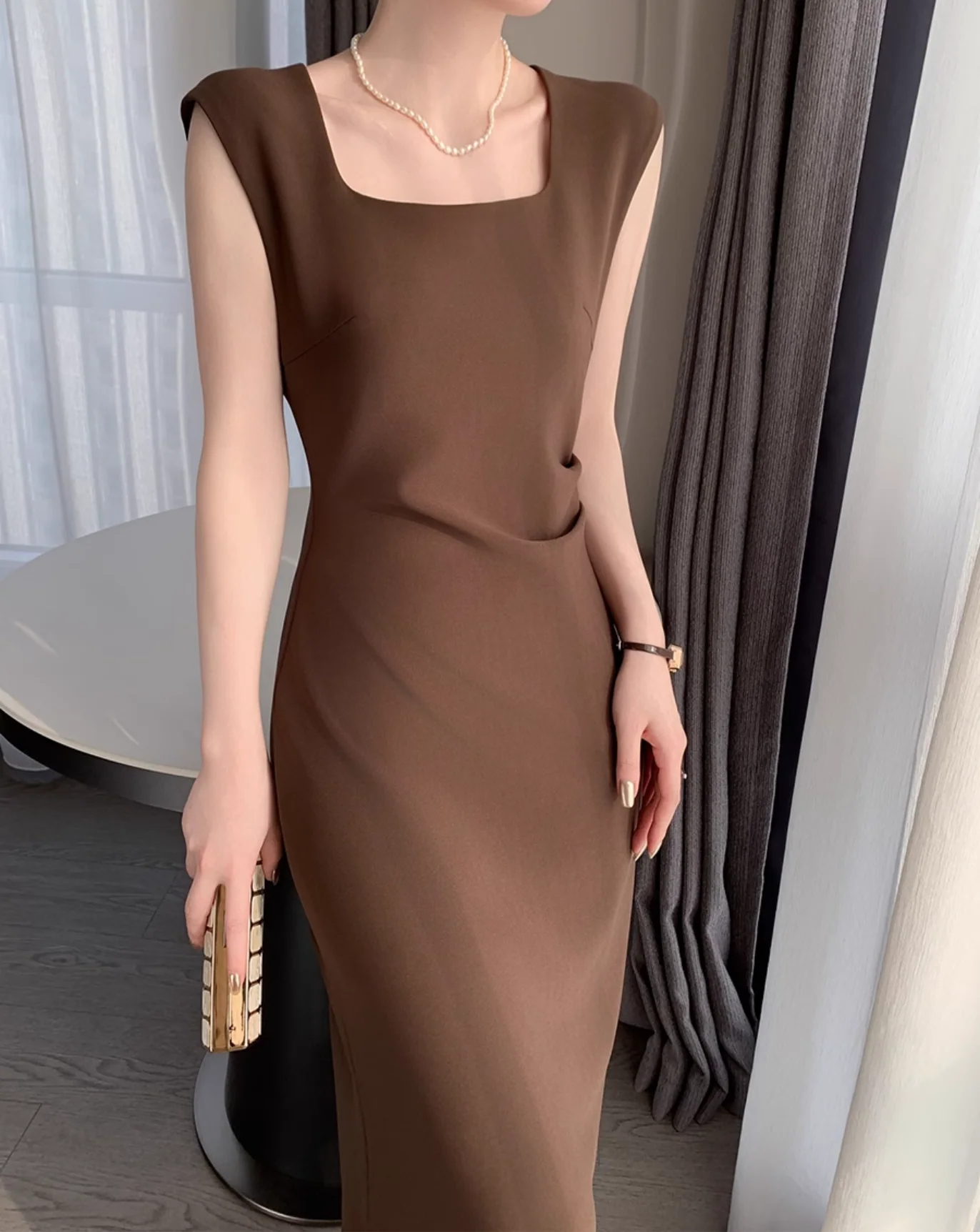 Sculpted Elegance Sleeveless Dress