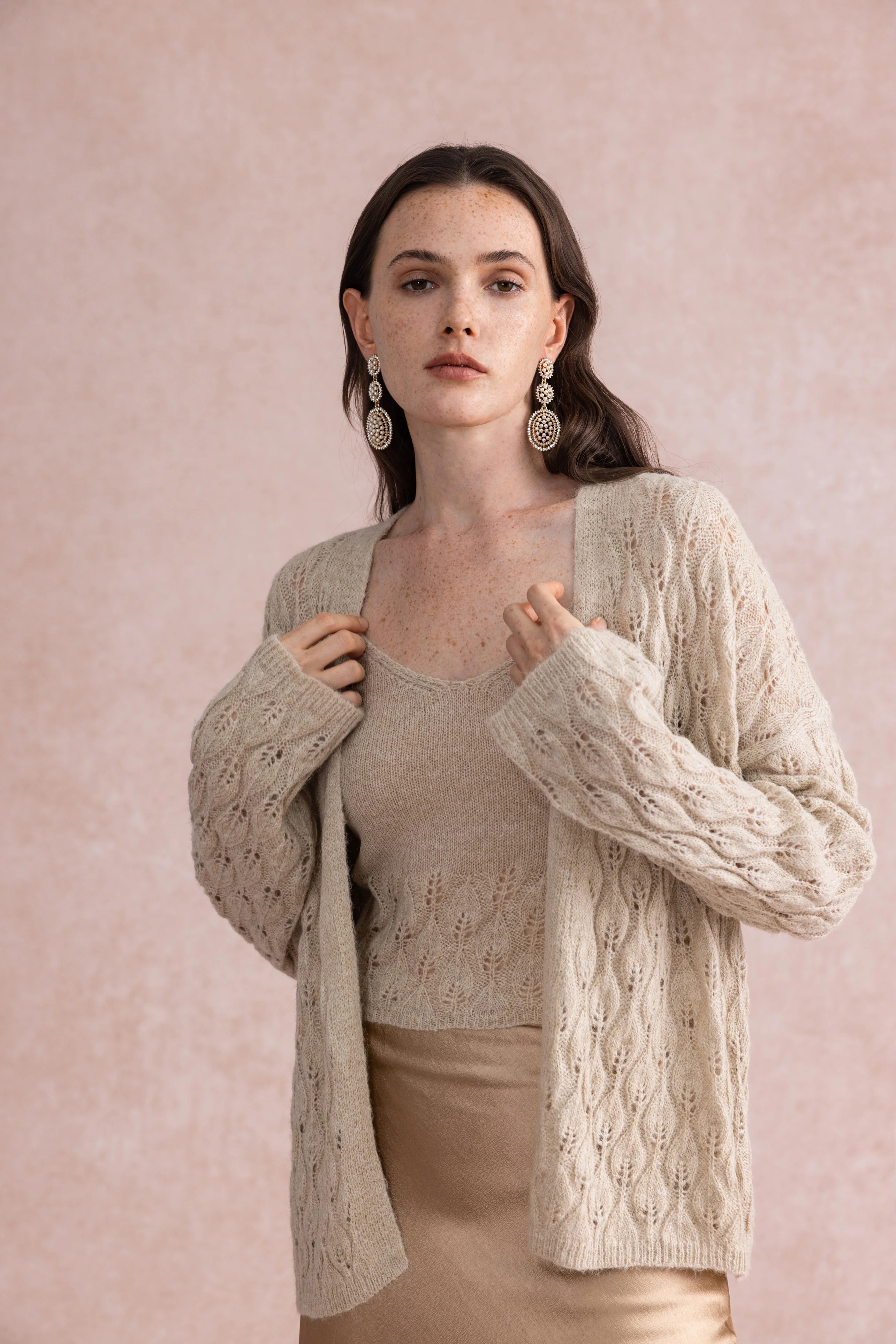 Leaf knit two-piece set