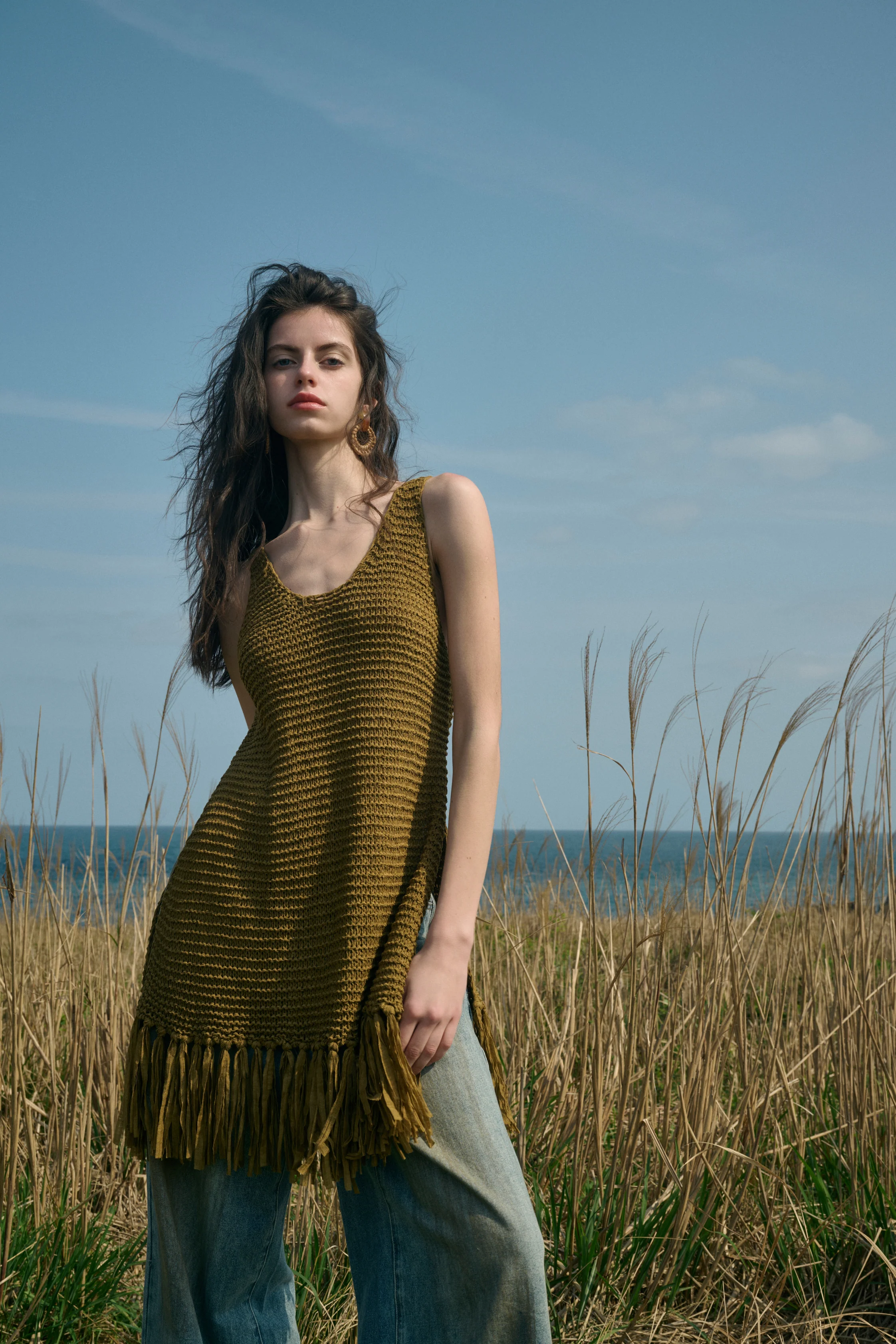 Fringed side slit vest